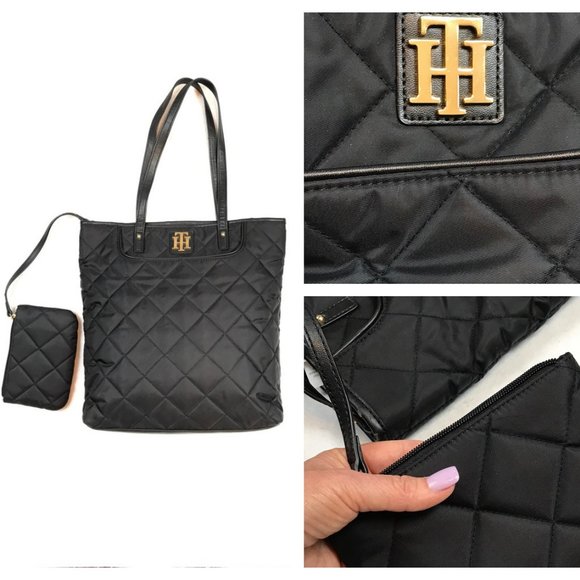 Tommy Hilfiger Quilted nylon Tote bag with pouch - Picture 1 of 12
